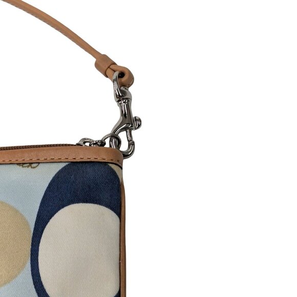 COACH Signature Scarf Print Large Wristlet Multicolor Canvas Wallet Clutch Bag - Picture 5 of 12